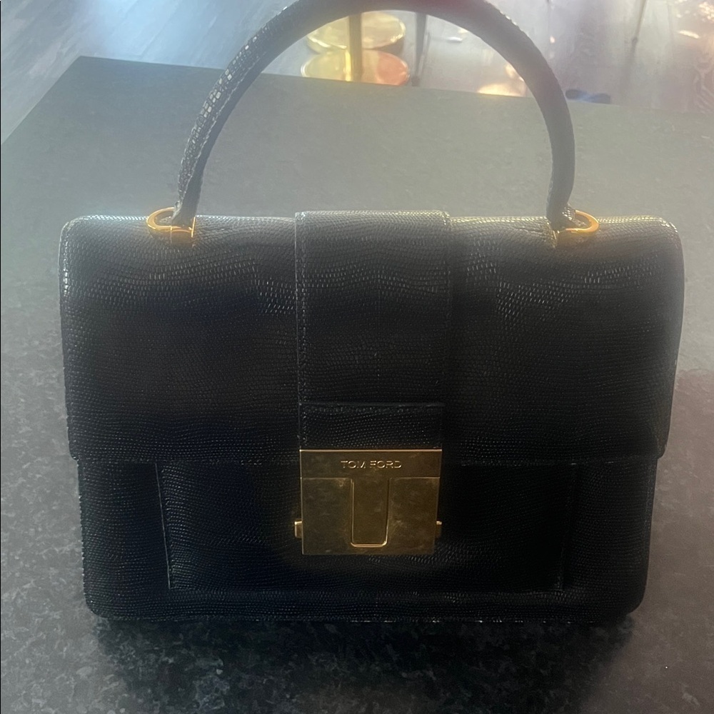 Tom Ford Black Satchel with Gold Accents